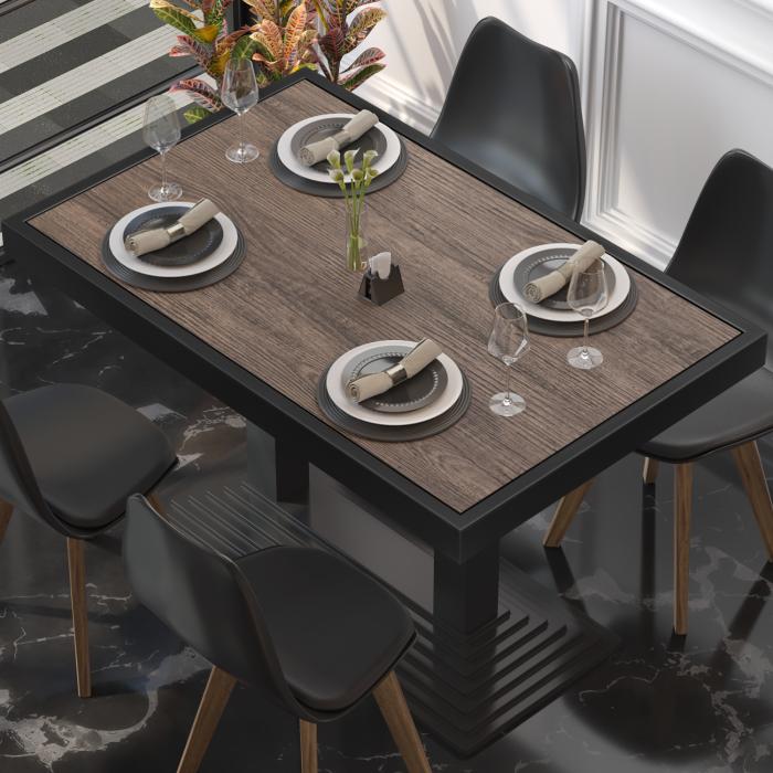 BRASIL, Tablero de mesa para restaurante, Ancho:Fondo 110 x 60 cm, Wengué, Borde de metal negro