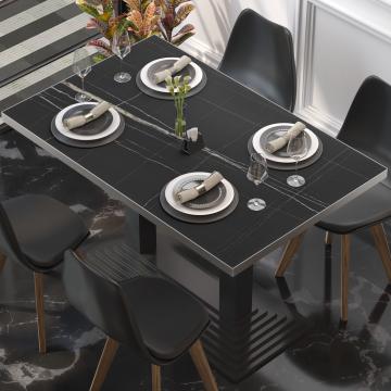 BRASIL | Gastro Tischplatte | B:T 120 x 70 cm | Schwarz Marmor | Rechteckig