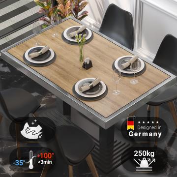 BRASIL | Restaurant table top | W:D 120 x 70 cm | Oak | Chrome edge | Rectangular