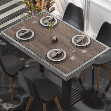 BRASIL | Piano tavolo per ristoranti | L:P 110 x 60 cm | Wengé chiaro | Cerchio cromato | Rettangolare