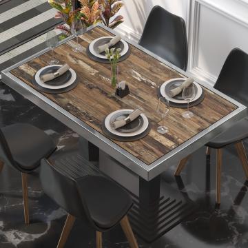 BRASIL | Restaurant table top | W:D 110 x 60 cm | Vintage Old | Chrome edge | Rectangular