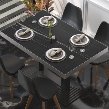 BRASIL | Gastro Tischplatte | B:T 120 x 70 cm | Schwarz Marmor | Rechteckig
