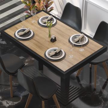BRASIL | Restaurant table top | W:D 120 x 70 cm | Oak | Black metal edge | Rectangular