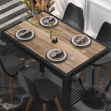 BRASIL | Piano tavolo per ristoranti | L:P 120 x 70 cm | Sheesham | Cerchio in metallo nero | Rettangolare