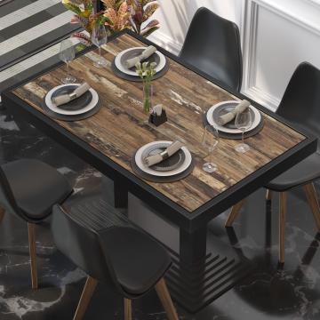 BRASIL | Restaurant table top | W:D 120 x 70 cm | Vintage Old | Black metal edge | Rectangular