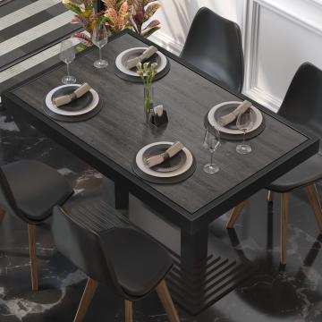 BRASIL | Restaurant table top | W:D 120 x 70 cm | Wenge | Black metal edge | Rectangular