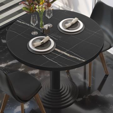 BRASIL | Gastro Tischplatte | Ø 80 cm | Schwarz Marmor | Rund