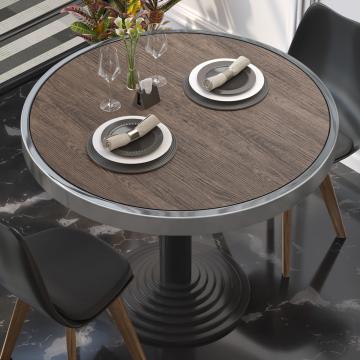 BRASIL | Gastro table top | Ø 60 cm | Light wenge | Chrome edge | Round