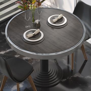 BRASIL | Gastro Tischplatte | Ø 60 cm | Wenge | Chrom Rand | Rund