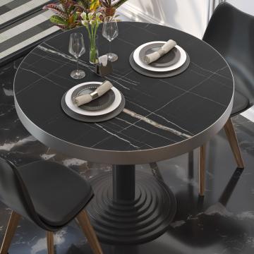 BRASIL | Gastro Tischplatte | Ø 80 cm | Schwarz Marmor | Rund