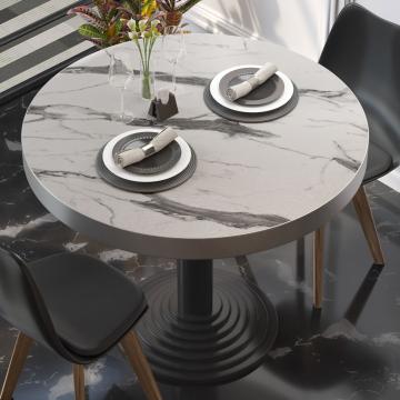 BRASIL | Gastro Tischplatte | Ø 50 cm | Weiß Marmor | Rund