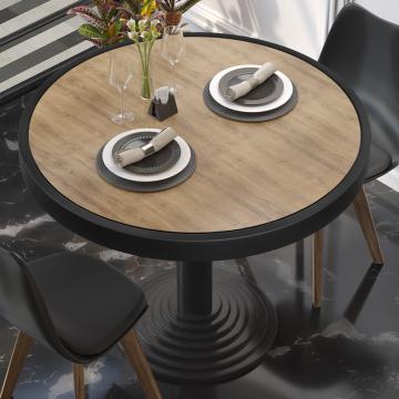 BRASIL | Plateau de table restaurant | Ø60cm | Chêne | Bord noir en métal | Rond