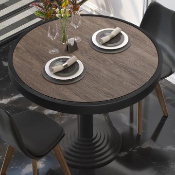 BRASIL | Piano tavolo per ristoranti | Ø60cm | Wengé chiaro | Cerchio in metallo nero | Rotondo