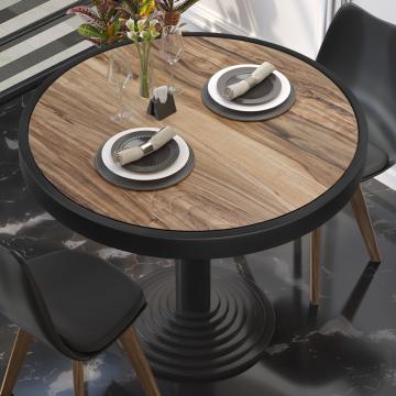 BRASIL | Restaurant table top | Ø60cm | Sheesham | Black metal edge | Round