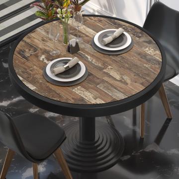BRASIL | Restaurant table top | Ø60cm | Vintage Old | Black metal edge | Round