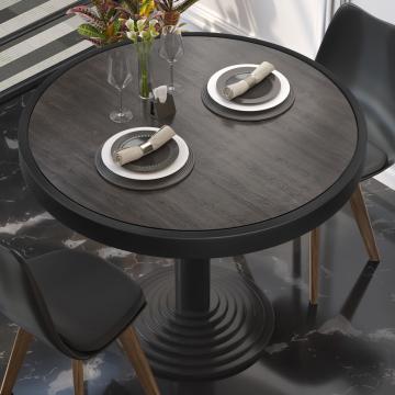 BRASIL | Gastro Tischplatte | Ø 60 cm | Wenge | Schwarzer Metall Rand | Rund