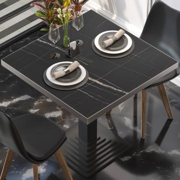 BRASIL | Gastro Tischplatte | B:T 70 x 70 cm | Schwarz Marmor | Quadratisch