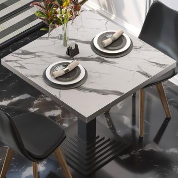 BRASIL | Gastro Tischplatte | B:T 50 x 50 cm | Weiß Marmor | Quadratisch
