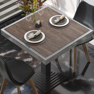 BRASIL | Restaurant table top | W:D 70 x 70 cm | Light wenge | Chrome edge | Square