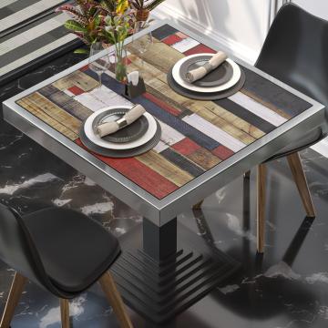 BRASIL | Restaurant table top | W:D 60 x 60 cm | Vintage-Coloured | Chrome edge | Square