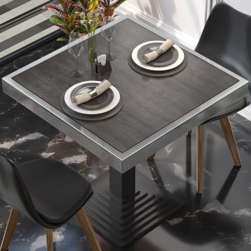 BRASIL | Restaurant table top | W:D 60 x 60 cm | Wenge | Chrome edge | Square