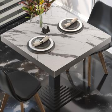 BRASIL | Gastro Tischplatte | B:T 70 x 70 cm | Weiß Marmor | Quadratisch