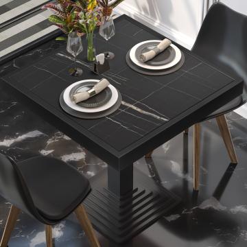 BRASIL | Gastro table top | W:D 60 x 60 cm | Black marble | Black metal edge | Square