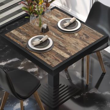 BRASIL | Plateau de table Gastro | L:P 60 x 60 cm | Vintage Old | Bord noir en métal | Carré