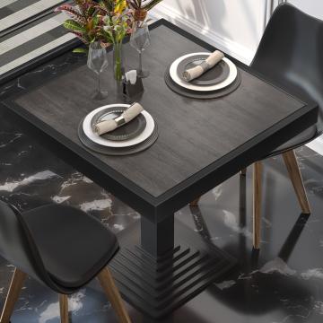 BRASIL | Gastro Tischplatte | B:T 80 x 80 cm | Wenge | Schwarzer Metall Rand | Quadratisch