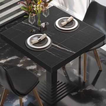 BRASIL | Gastro Tischplatte | B:T 60 x 60 cm | Schwarz Marmor | Quadratisch