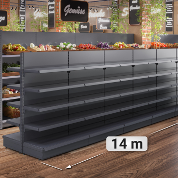 BROOKLYN | Gondola Centre Shelf | W1400xH165cm | Incl. 4 Shelves | Complete Set