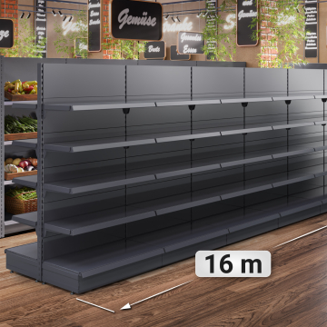 BROOKLYN | Gondola Centre Shelf | W1600xH195cm | Incl. 4 Shelves | Complete Set