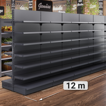 BROOKLYN | Gondola Centre Shelf | W1200xH225cm | Incl. 6 Shelves | Complete Set