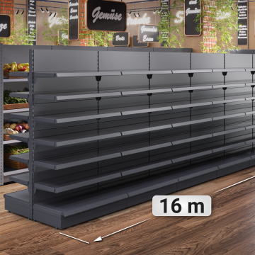 BROOKLYN | Gondola Centre Shelf | W1600xH195cm | Incl. 6 Shelves | Complete Set