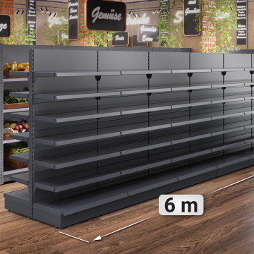 BROOKLYN | Gondola Centre Shelf | W600xH195cm | Incl. 6 Shelves | Complete Set