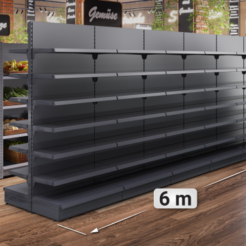 BROOKLYN | Gondola Centre Shelf | W600xH225cm | Incl. 6 Shelves | Complete Set