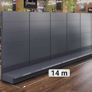 BROOKLYN | Gondola Wall Shelf | W1400xH195cm | Complete Set