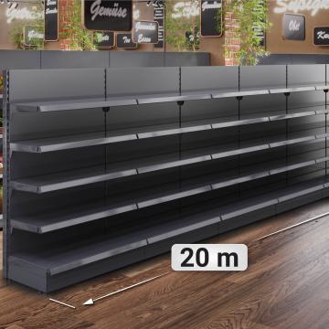 BROOKLYN | Gondola Wall Shelf | W20000xH165cm | Incl. 4 Shelves | Complete Set