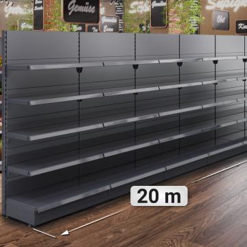 BROOKLYN | Gondola Wall Shelf | W2000xH195cm | Incl. 4 Shelves | Complete Set
