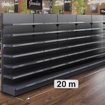 BROOKLYN | Gondola Wall Shelf | W20000xH195cm | Incl. 6 Shelves | Complete Set