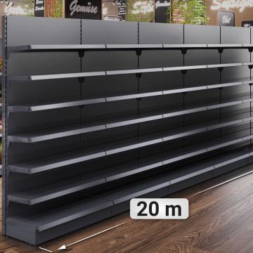 BROOKLYN | Gondola Wall Shelf | W20000xH225cm | Incl. 6 Shelves | Complete Set