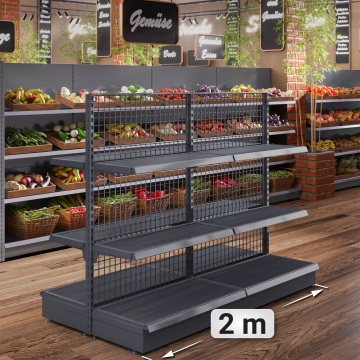 BROOKLYN | Grid Centre Shelf | W200xH165cm | incl. 2 shelves | Complete Set