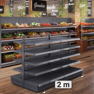 BROOKLYN | Grid Centre Shelf | W200xH135cm | incl. 4 shelves | Complete Set