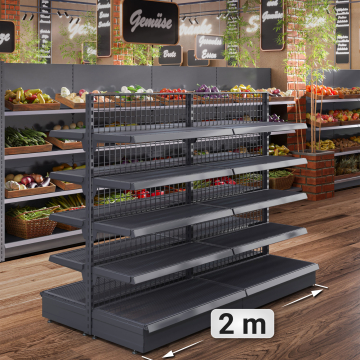 BROOKLYN | Grid Centre Shelf | W200xH165cm | incl. 4 shelves | Complete Set