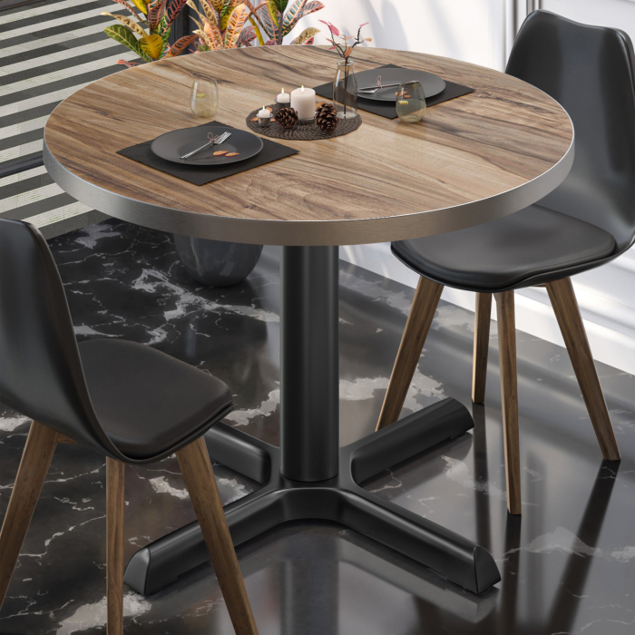 BSM | Table de bistrot | Ø 80 x 74,5 cm | Rond | Sheesham / Noir