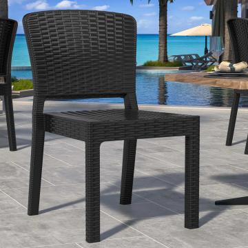 RIO | Plastic Rattan Chair | Black | Plastic | Stackable