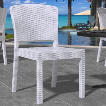 RIO | Plastic Rattan Chair | White | Plastic | Stackable