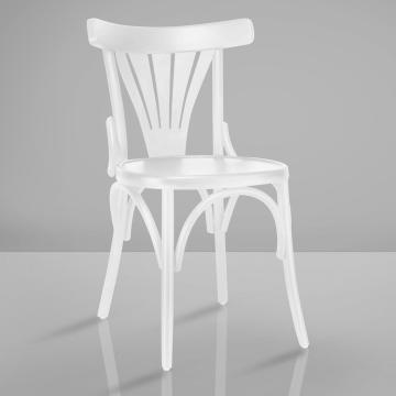 CABRIS | Chaise bistrot en bois courbé | Blanc | Bois cintré