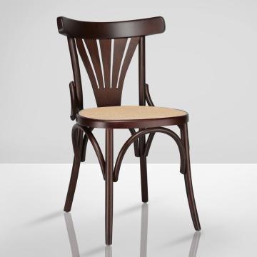 CABRIS | Sedia in legno curvato | Wengé | Legno di prua | Vimini naturale