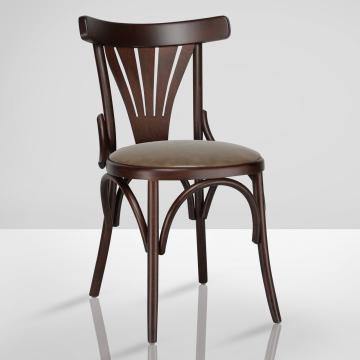 CABRIS | Sedia in legno curvato | Wengé | Legno di prua | Pelle marrone